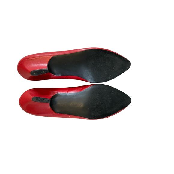 Diane Von Furstenberg Shoes Womens Size 8 Red Heel Bow Brooch Pinup Vintage DVF - Picture 5 of 6